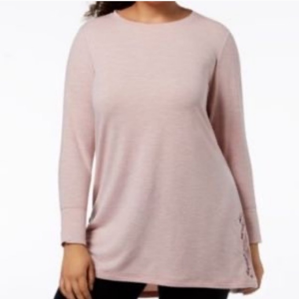 Ideology Womens Crisscross-Side Tunic Shimmer Pink W-438